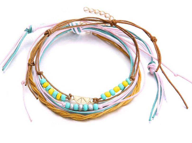 Multi Rainbow Colorful Seed Beads Handmade Beaded Ocean Beach Anklets - Mubimart