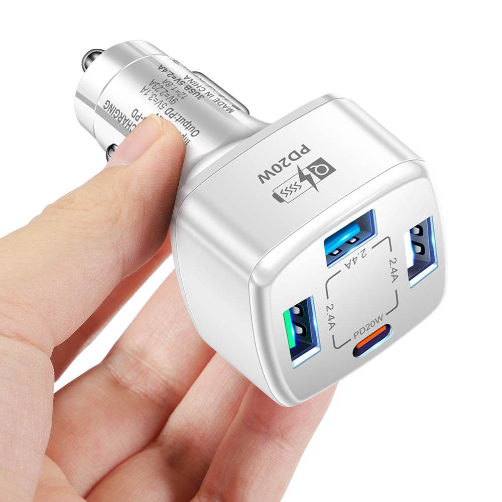 38W Multi-port Mobile Phone Charger 2USB PD Type-c Fast Charge QC30 Car Charger Type-c Cigarette Lighter 20W - Mubimart