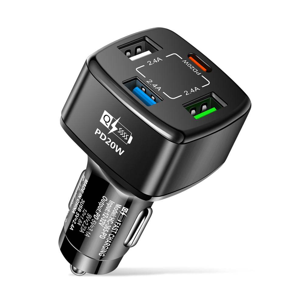 38W Multi-port Mobile Phone Charger 2USB PD Type-c Fast Charge QC30 Car Charger Type-c Cigarette Lighter 20W - Mubimart