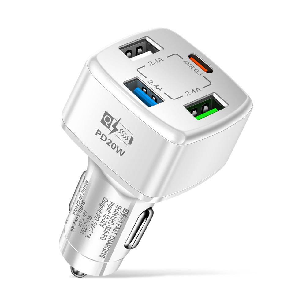 38W Multi-port Mobile Phone Charger 2USB PD Type-c Fast Charge QC30 Car Charger Type-c Cigarette Lighter 20W - Mubimart