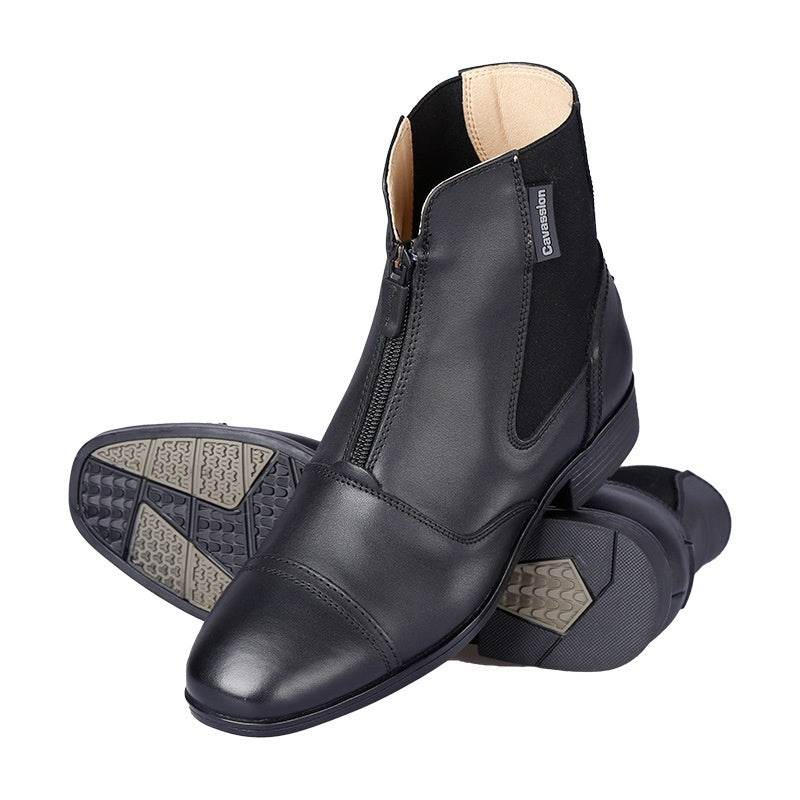 Riding Equestrian Cowhide Ankle Boots - Mubimart