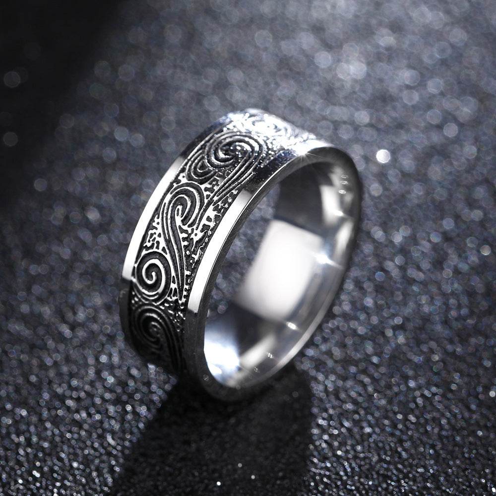 Titanium Steel Retro Men Ring - Mubimart