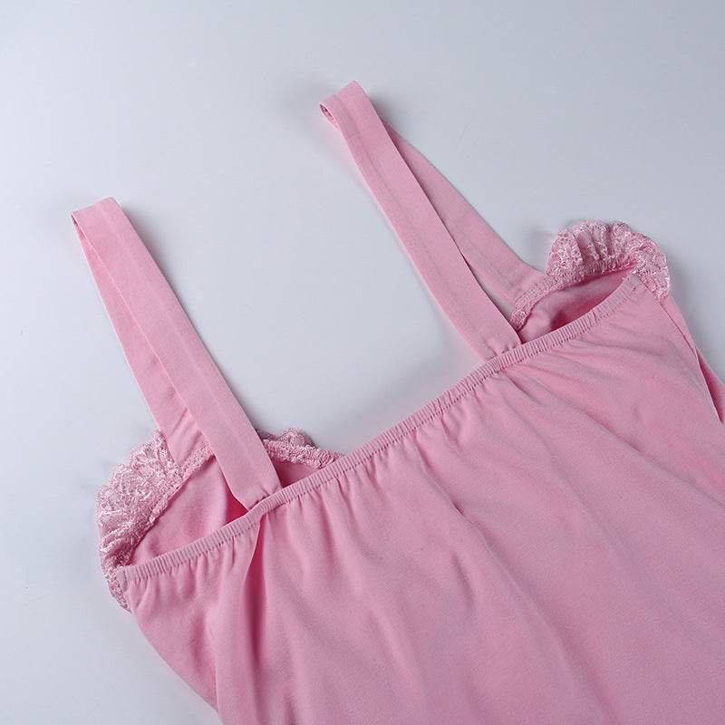 Lace Drawstring Slip Dress For Women - Mubimart