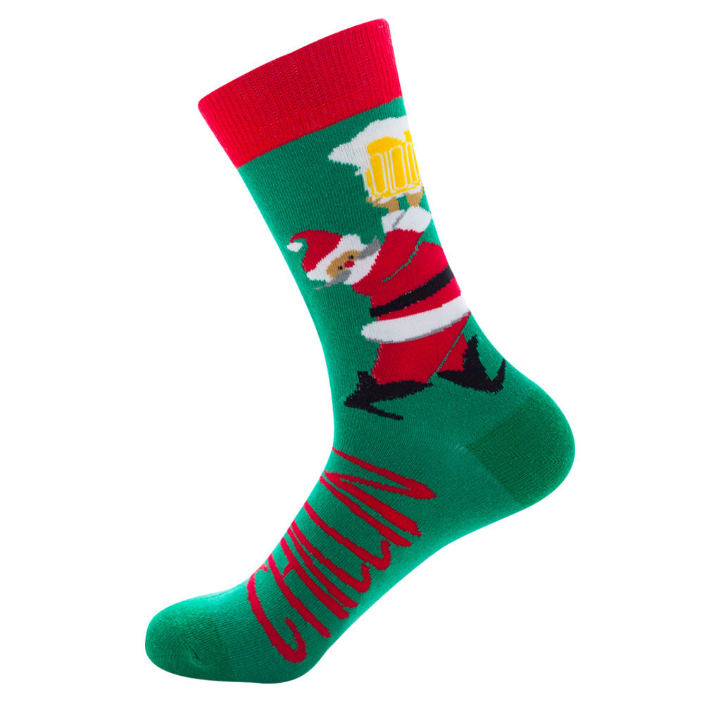 Men's Socks Santa Claus Moose Men's Mid-tube Socks Tide Cotton Socks - Mubimart -  