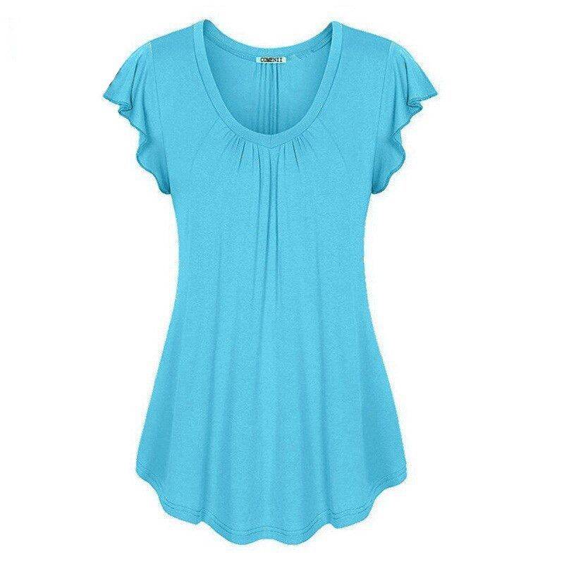 Women Dress Ladies Short Sleeves Shirts Plus Size 6xl - Mubimart