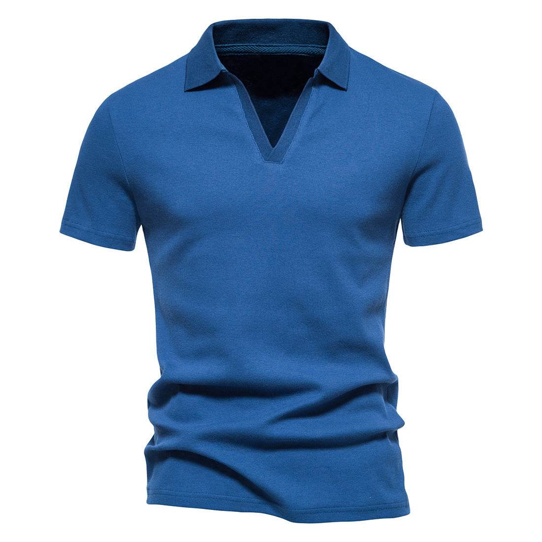 Henley Shirt Men's Short-sleeved T-shirt Henry Collar American Retro Men's Workout Top - Mubimart