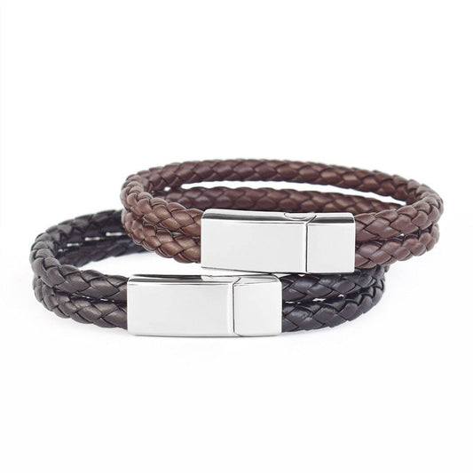 Fashion Personalized Men Woven Leather Bracelet - Mubimart