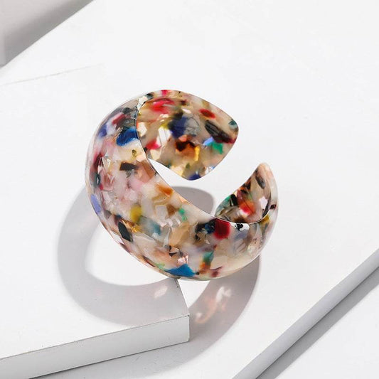 Leopard print acetate plate bangle bracelet women - Mubimart