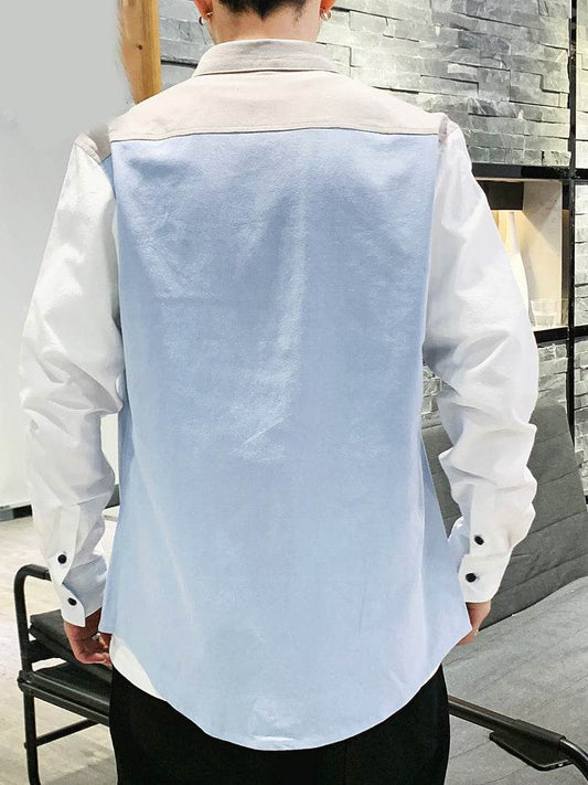 Color block shirt jacket - Mubimart