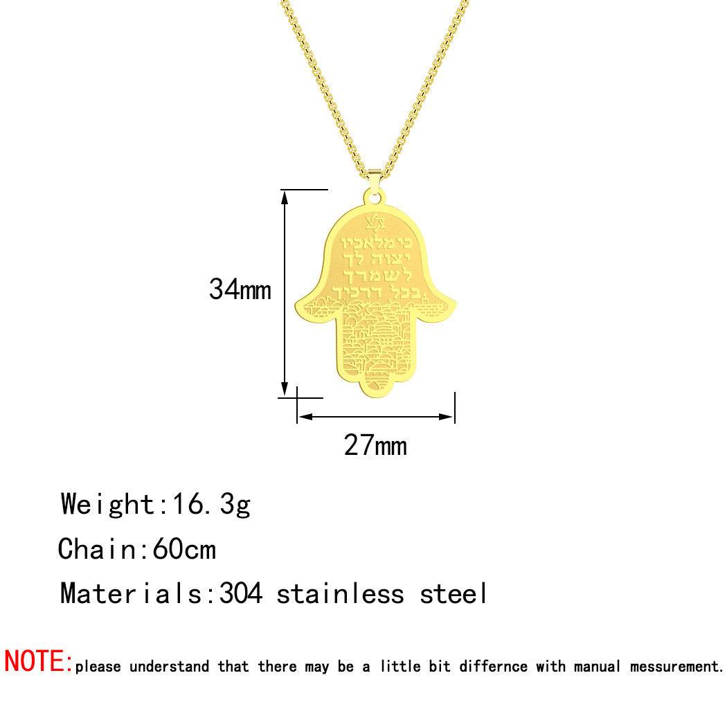 Fashion Men Necklace Fatima Pendant - Mubimart