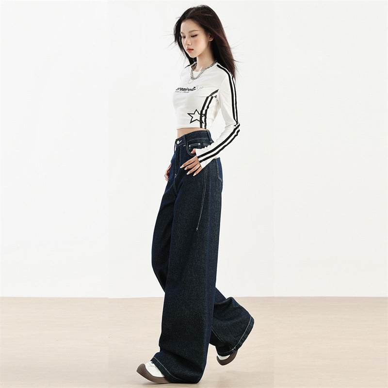 Fashion American Wide Leg Jeans For Women - Mubimart
