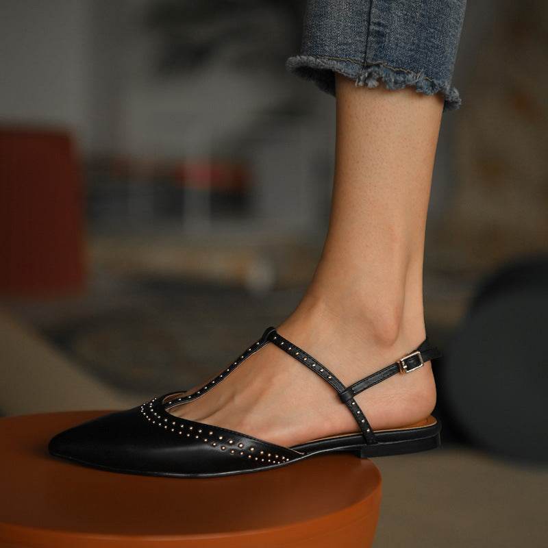 Pointed toe flat shoes - Mubimart