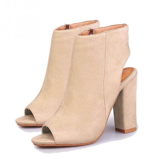 High Heel Chunky Fishbill Booties - Mubimart