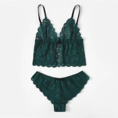 Satin Lingerie Lace Shorts Set - Mubimart -  