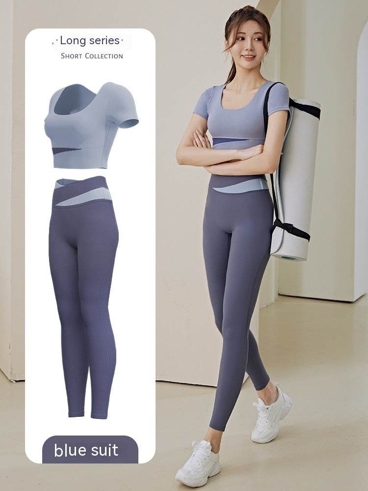 Women's One-piece Chest Pad Top Pants Workout Clothes Suit - Mubimart