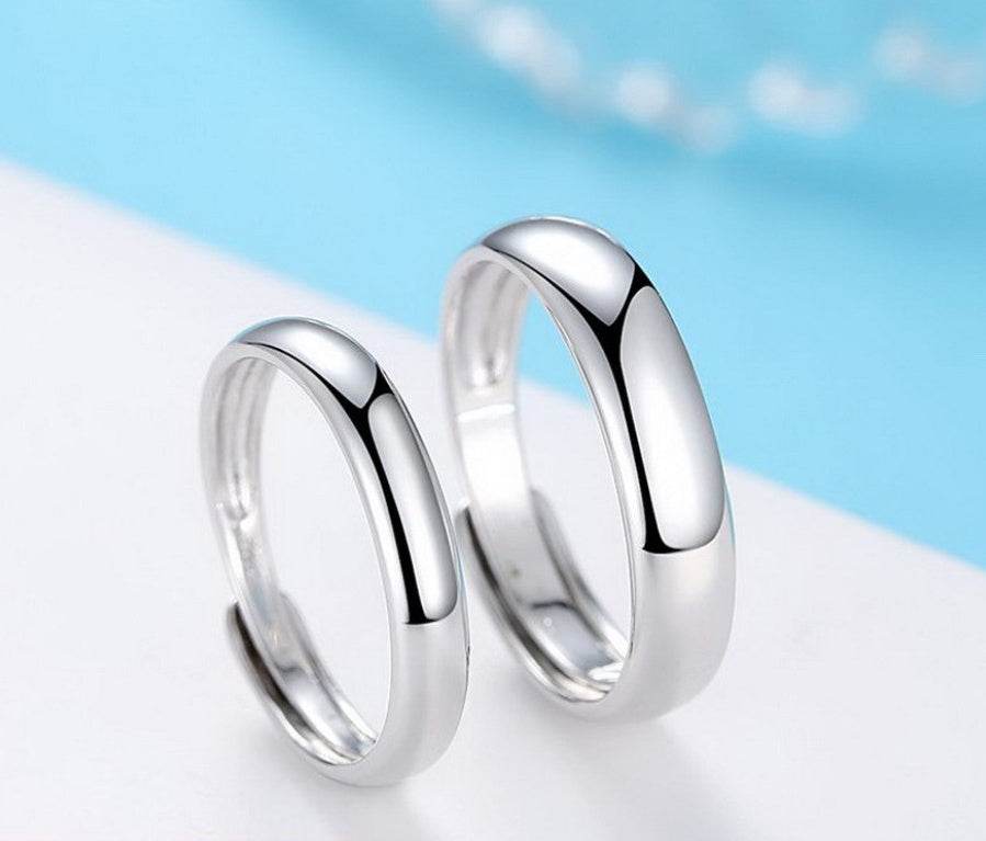 Glossy Ring Simple Men's Silver Ring - Mubimart