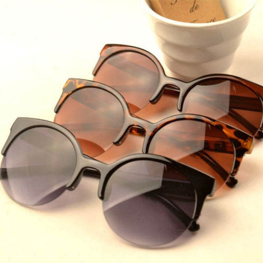Half Frame Cat Eye Retro Sunglasses - Mubimart