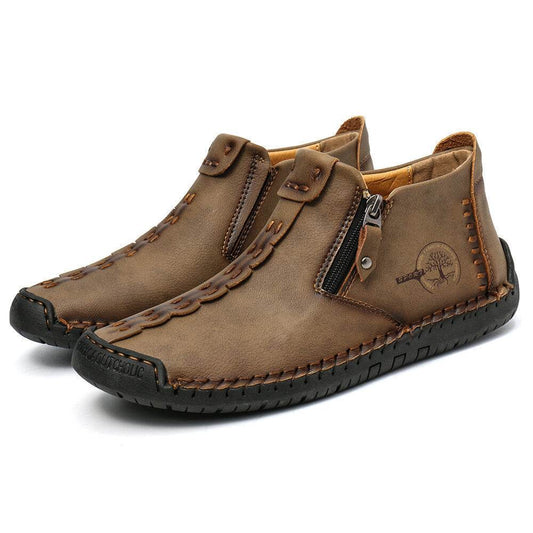 Men Ankle Boots Zipper Outdoor Hiking Shoes - Mubimart