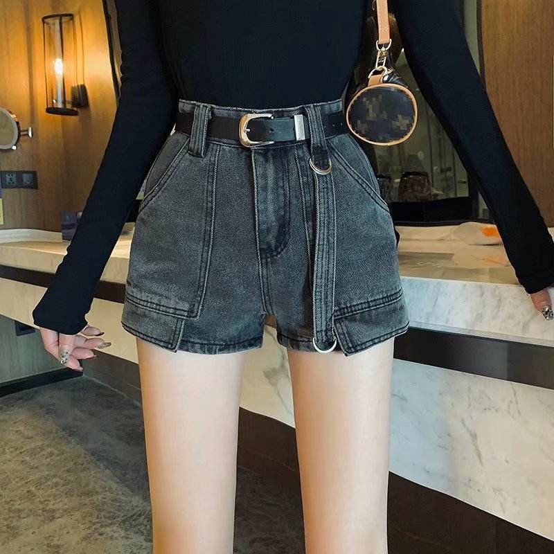 Denim shorts women straight loose women high - Mubimart