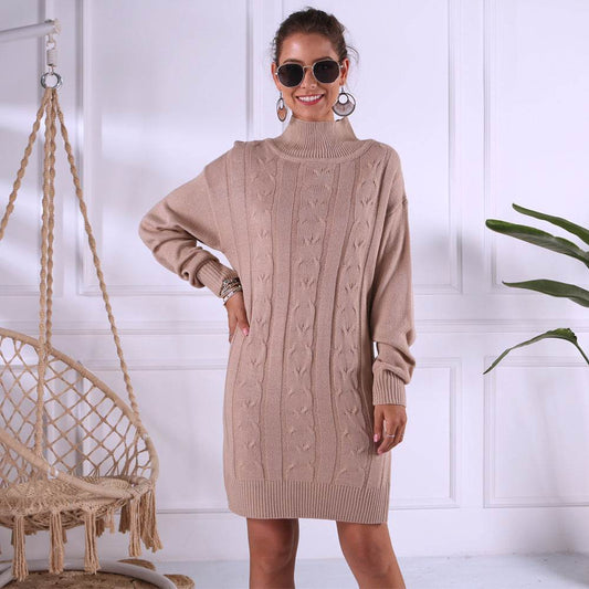 Turtleneck braided dress - Mubimart