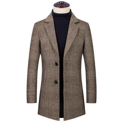 Trench coat plaid coat - Mubimart