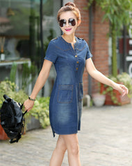 Fashion summer ladies plus size denim dress - Mubimart -  