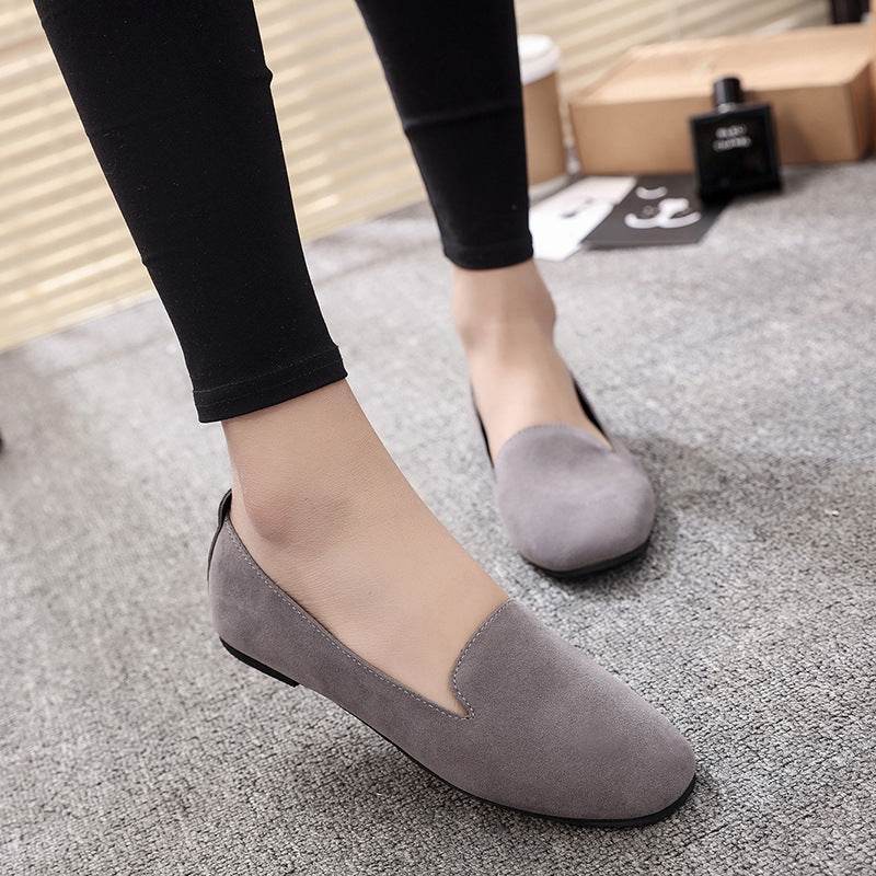 spring new women's shoes shallow mouth round flat shoes work shoes single shoes peas shoes - Mubimart