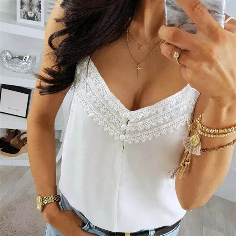 Lace embellished camisole - Mubimart