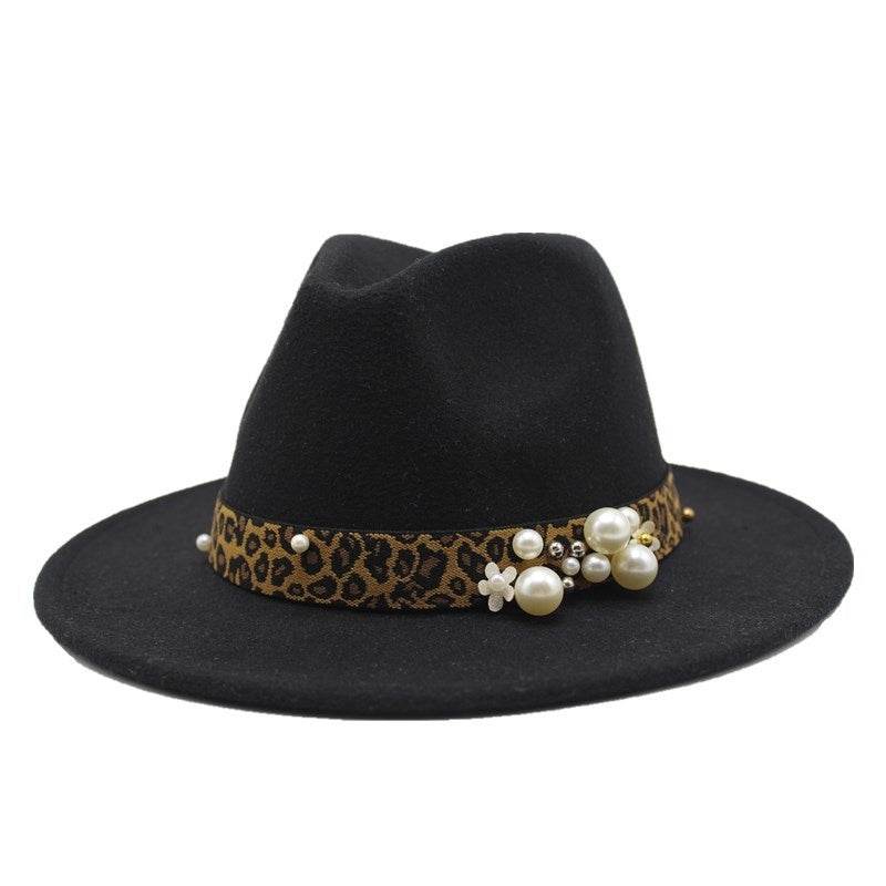 Winter wool Fedoras For Women Wide Brim Felt Hat - Mubimart