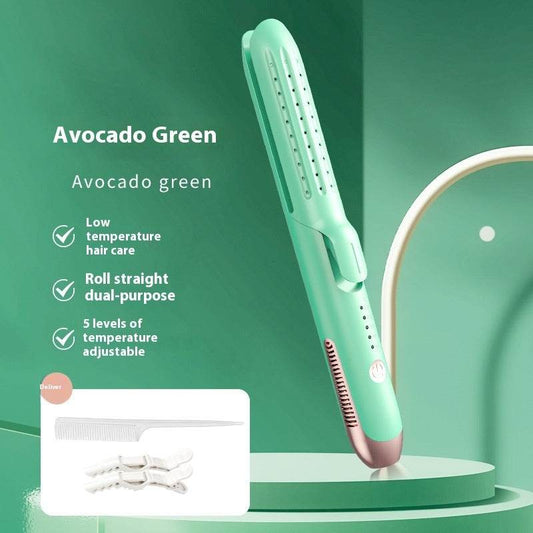 Hair Curler And Straightener Dual-use Hair Straightener Straight White Wind Plastic Curly Hair - Mubimart