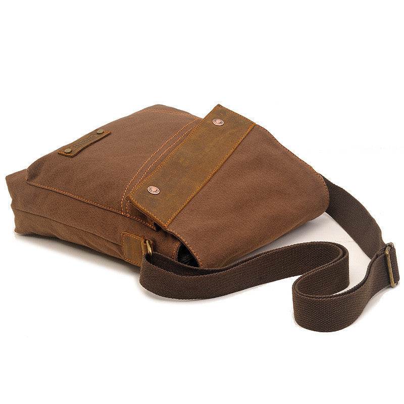 Canvas bag men and women vertical crossbody bag shoulder bag retro - Mubimart