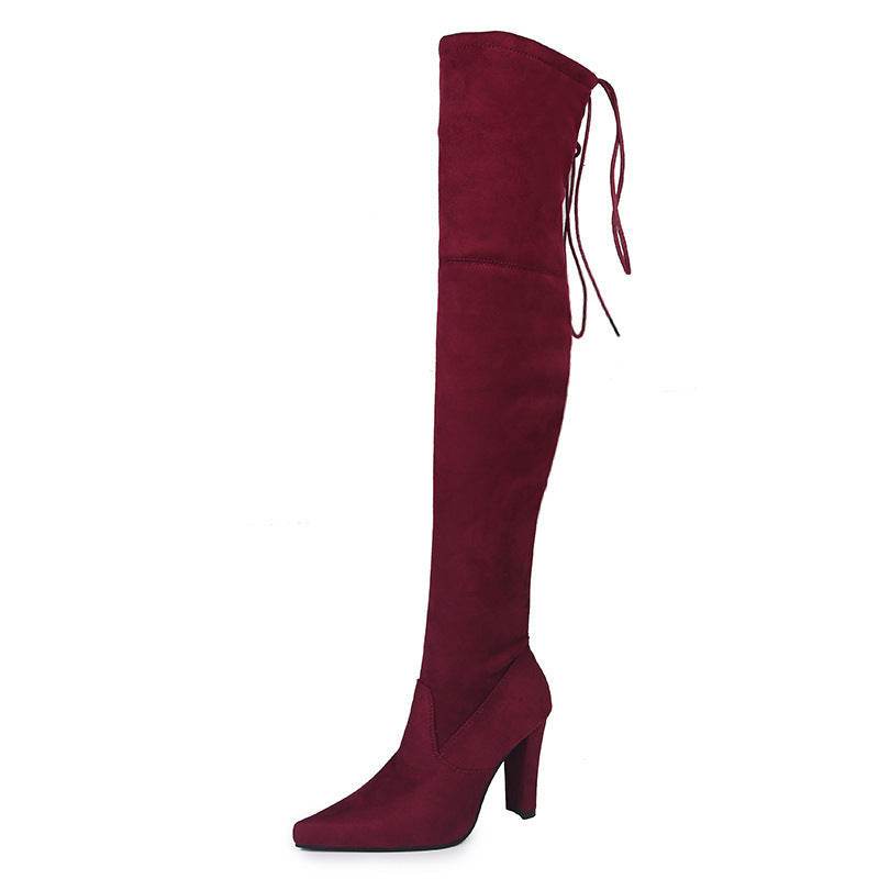 Over the knee plus fleece boots - Mubimart