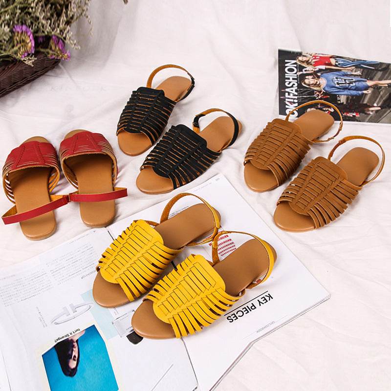 Women's hollow flat sandals - Mubimart