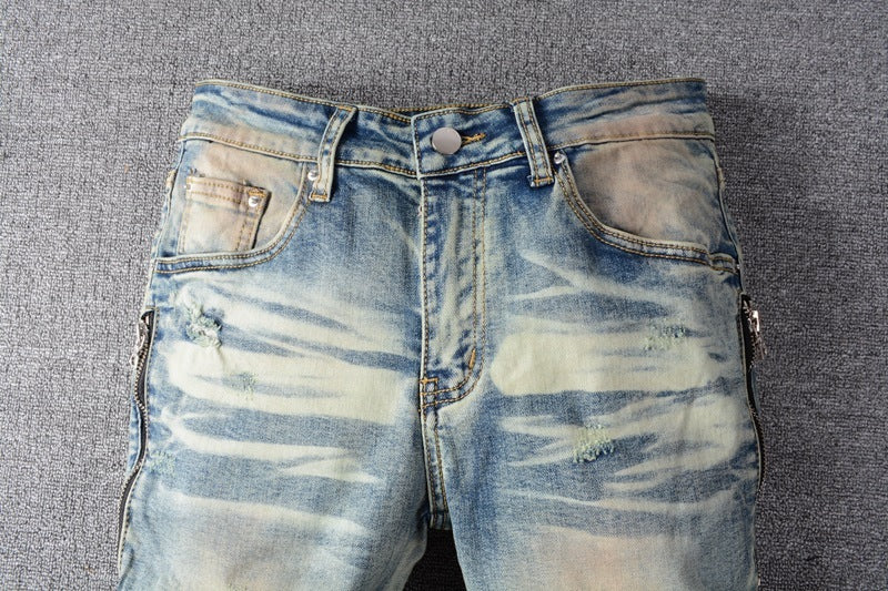 Slim-fit jeans met knienaden