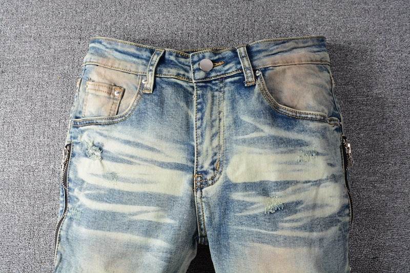 Slim-fit jeans with knee stitching - Mubimart