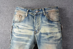 Slim-fit jeans met knienaden