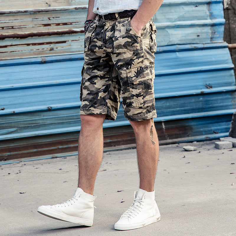 Summer Cotton Camouflage Cargo Shorts