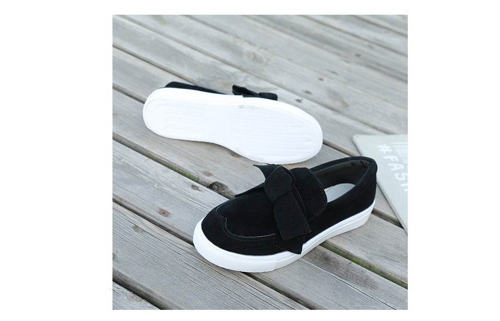 Women Nubuck Loafers Casual Bowknot Shoes - Mubimart