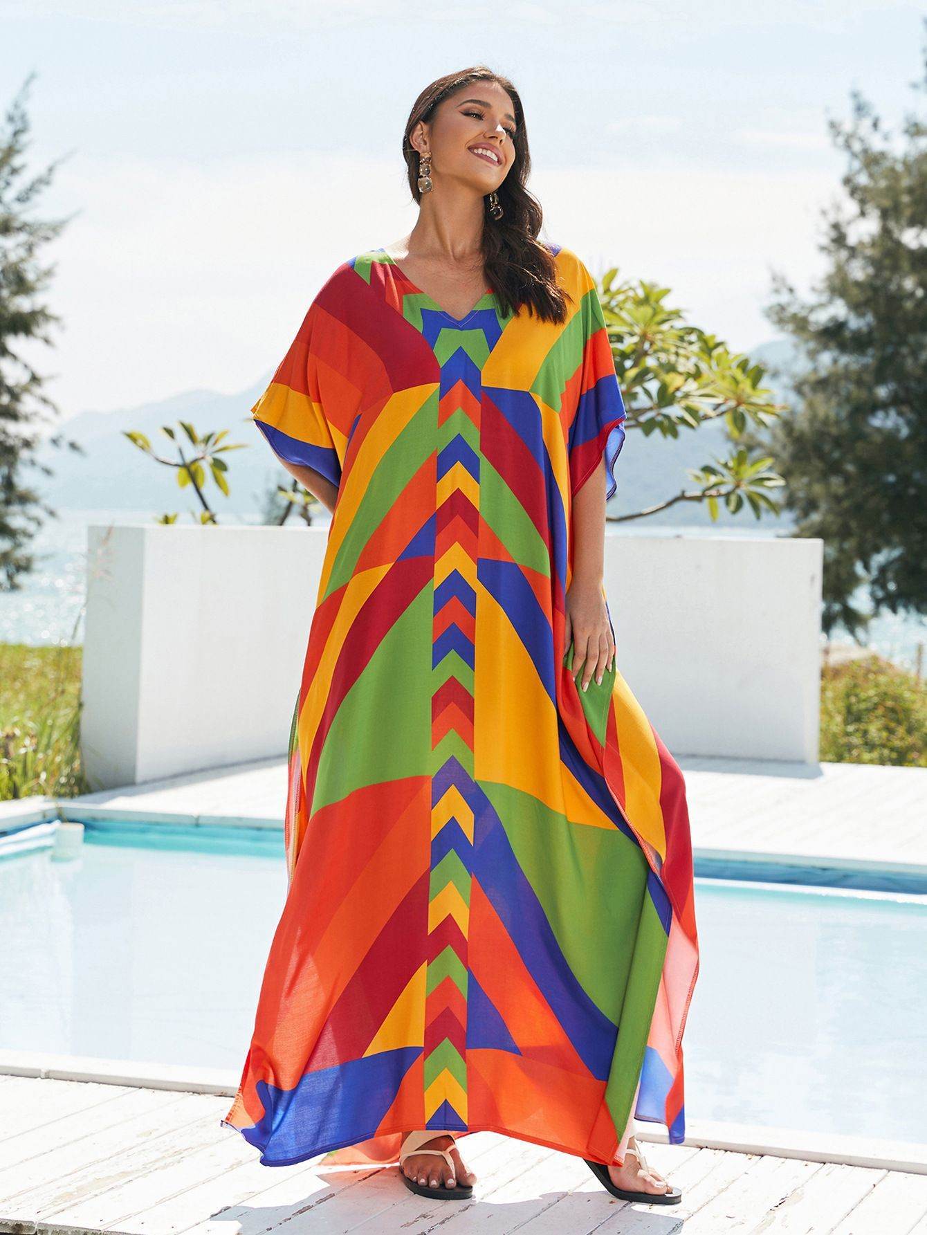 Plus Size Robe Blouse Beach Bikini Vacation Coat Dress Women - Mubimart