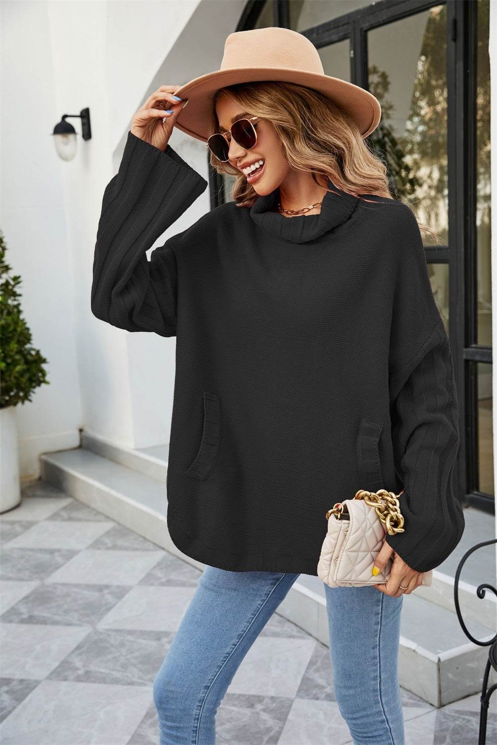 New Solid Color Pullover Knitwear Women's Loose Plus Size Turtleneck Sweater - Mubimart