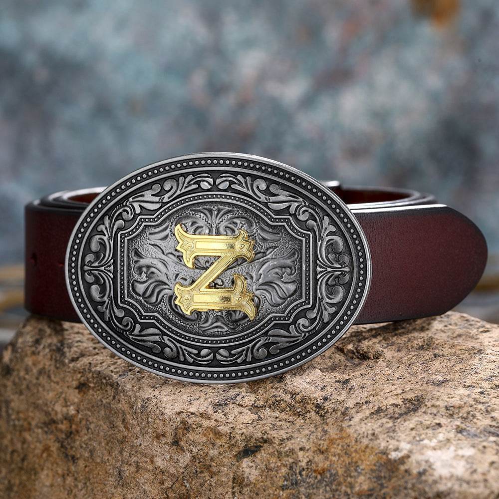 Men's And Women's Floral Letter Buckle Belts - Mubimart