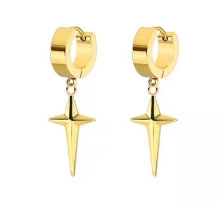 Stainless Steel Tassel Single Point Stud Men Pierced Earrings - Mubimart