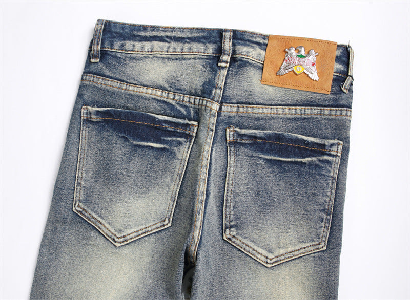 Jeans Patch Retro Blauw Slim Fit Heren