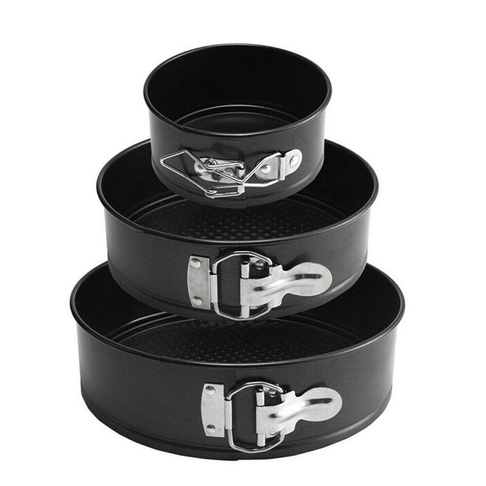 3PCS SET Non Stick Cake Tier Mold Baking Pan Tray Spring Form Round Bakeware - Mubimart