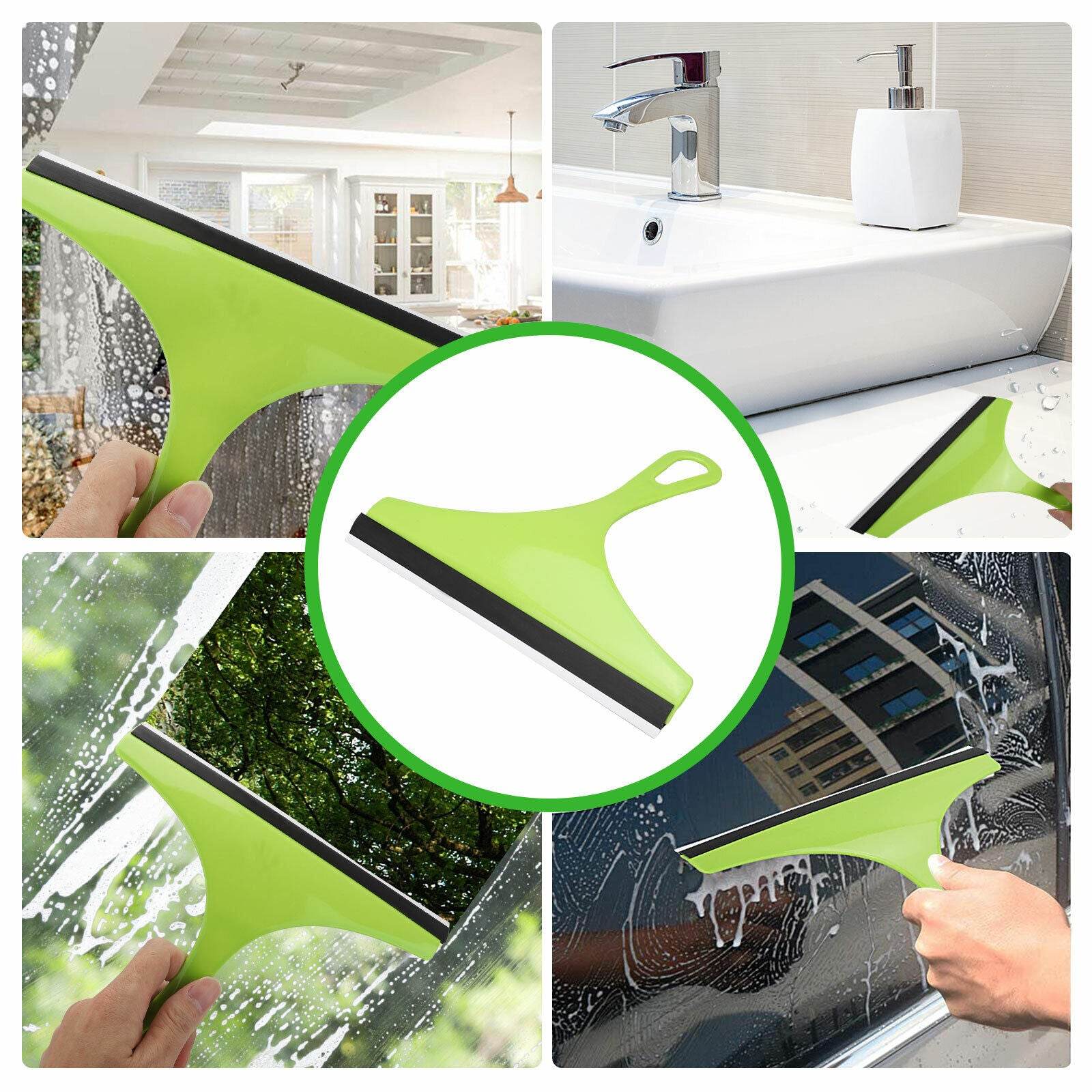 3X Glass Window Wiper Cleaner Squeegee Shower Screen Mirror Home Car Blade Brush Simple Green Car Glass Window Cleaner Wiper Cleaner Household Cleaning Brush Window Cleaning Tools - Mubimart