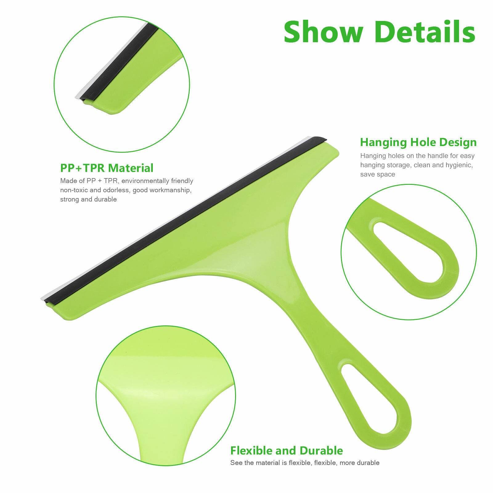 3X Glass Window Wiper Cleaner Squeegee Shower Screen Mirror Home Car Blade Brush Simple Green Car Glass Window Cleaner Wiper Cleaner Household Cleaning Brush Window Cleaning Tools - Mubimart