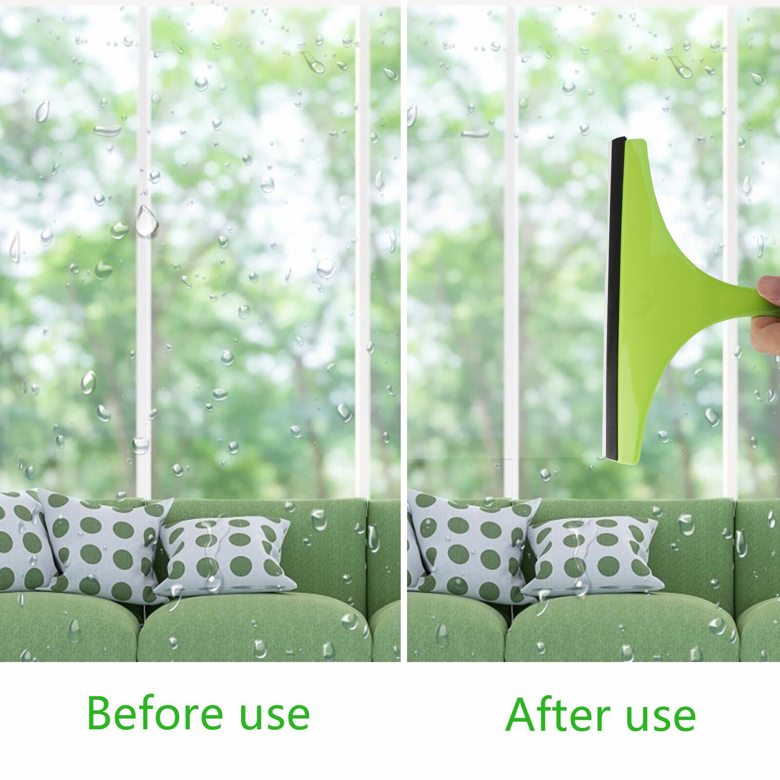 3X Glass Window Wiper Cleaner Squeegee Shower Screen Mirror Home Car Blade Brush Simple Green Car Glass Window Cleaner Wiper Cleaner Household Cleaning Brush Window Cleaning Tools - Mubimart -  