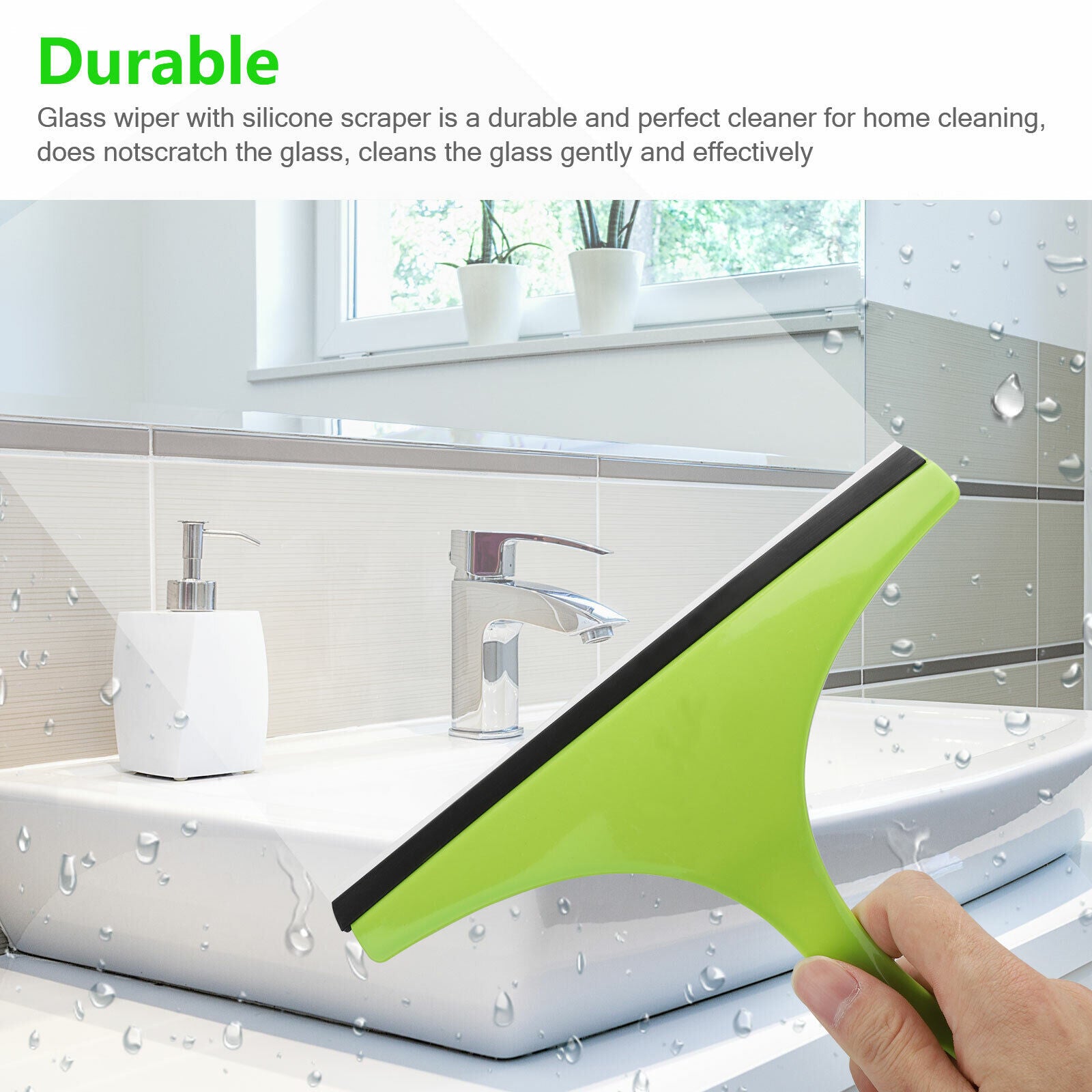 3X Glass Window Wiper Cleaner Squeegee Shower Screen Mirror Home Car Blade Brush Simple Green Car Glass Window Cleaner Wiper Cleaner Household Cleaning Brush Window Cleaning Tools - Mubimart -  