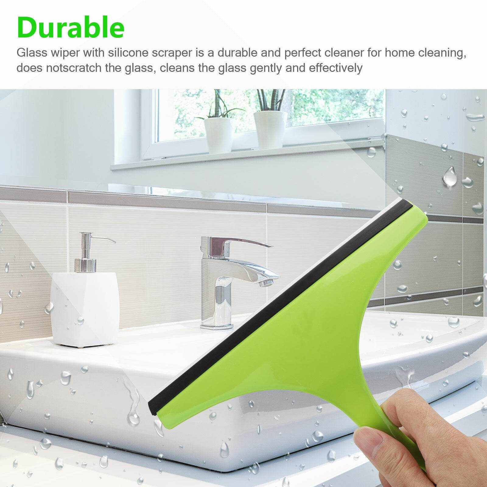 3X Glass Window Wiper Cleaner Squeegee Shower Screen Mirror Home Car Blade Brush Simple Green Car Glass Window Cleaner Wiper Cleaner Household Cleaning Brush Window Cleaning Tools - Mubimart