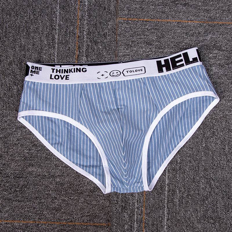 Striped Cotton Triangle Men's Briefs Low Waist Breathable Men's Underwear Briefs - Mubimart